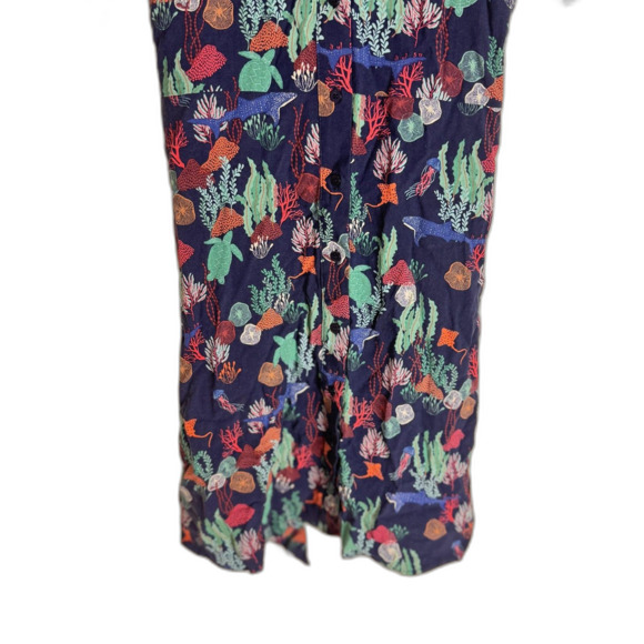 Sugarhill Brighton Dress Womens 10 Navy Sea Life Print Short Sleeve Tie Waist - Picture 3 of 10